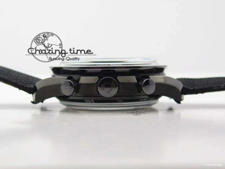 0817 DailyWear Speedmaster Professional Chronometer PVD Black Dial On Black Leather Strap A 8259